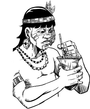 nativo guarani tomando mate con mate calabaza