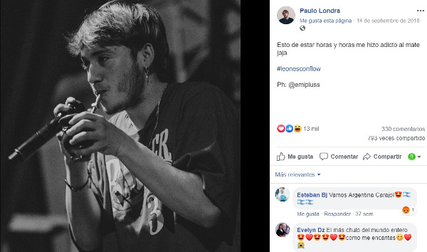 paulo londra tomando mate foto posteo facebook